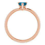14K Rose Natural London Blue Topaz Heart Solitaire Ring