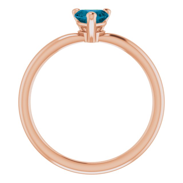 14K Rose Natural London Blue Topaz Heart Solitaire Ring