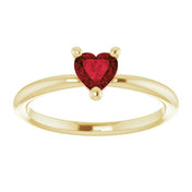 14K Yellow Natural Mozambique Garnet Heart Solitaire Ring