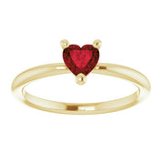 14K Yellow Natural Mozambique Garnet Heart Solitaire Ring