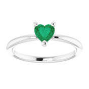 Platinum Lab-Grown Emerald Heart Solitaire Ring