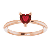 14K Rose Natural Mozambique Garnet Heart Solitaire Ring