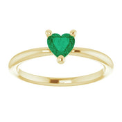 14K Yellow Lab-Grown Emerald Heart Solitaire Ring