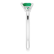 Sterling Silver Lab-Grown Emerald Heart Solitaire Ring