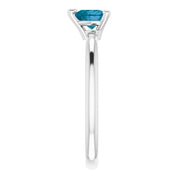 Platinum Natural London Blue Topaz Heart Solitaire Ring