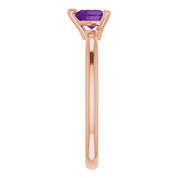 14K Rose Natural Amethyst Heart Solitaire Ring