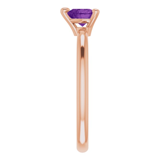 14K Rose Natural Amethyst Heart Solitaire Ring