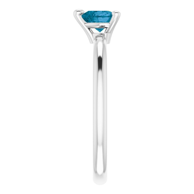 14K White Natural London Blue Topaz Heart Solitaire Ring