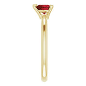 14K Yellow Natural Mozambique Garnet Heart Solitaire Ring