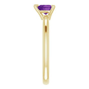 14K Yellow Natural Amethyst Heart Solitaire Ring