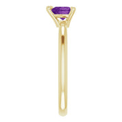 14K Yellow Natural Amethyst Heart Solitaire Ring
