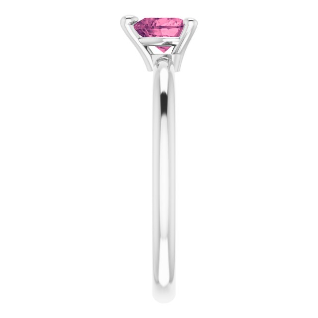 14K White Natural Pink Tourmaline Heart Solitaire Ring