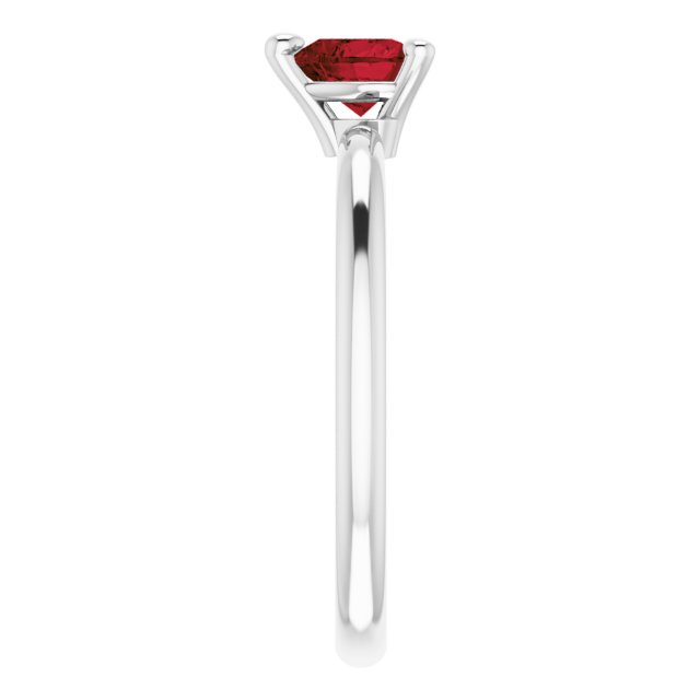 14K White Natural Mozambique Garnet Heart Solitaire Ring