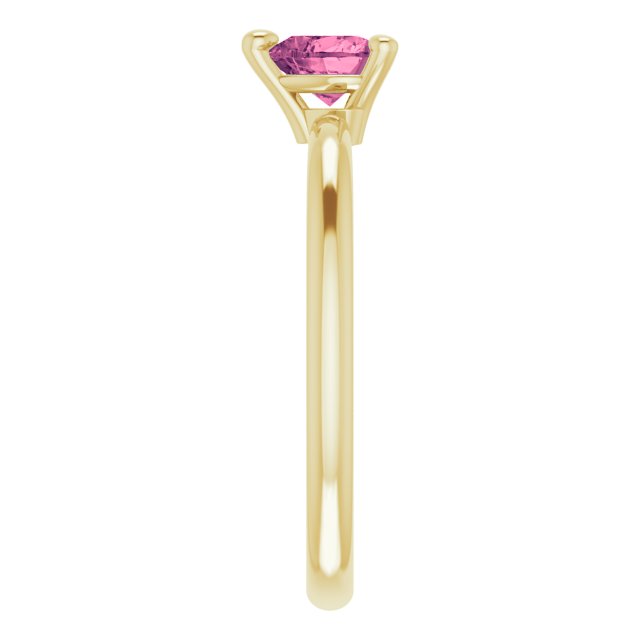 14K Yellow Natural Pink Tourmaline Heart Solitaire Ring