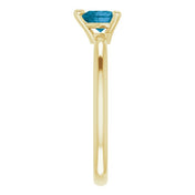 14K Yellow Natural London Blue Topaz Heart Solitaire Ring