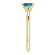 14K Yellow Natural London Blue Topaz Heart Solitaire Ring