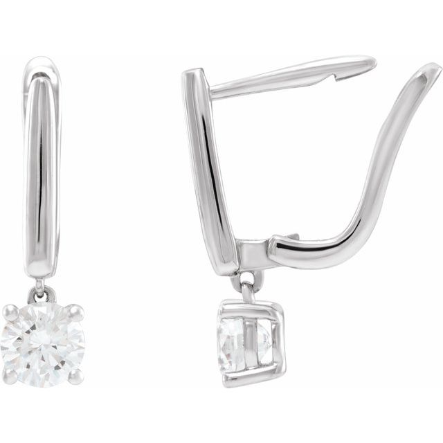 14K White 1 CTW Lab-Grown Diamond Lever Back Earrings