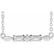 Platinum 1/6 CTW Natural Diamond Bar 18" Necklace