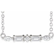 14K White 1/6 CTW Natural Diamond Bar 18" Necklace