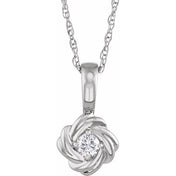 Platinum 1/6 CT Natural Diamond Knot 18" Necklace