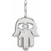 14K White .02 CT Natural Diamond Hamsa Hand Charm/Pendant