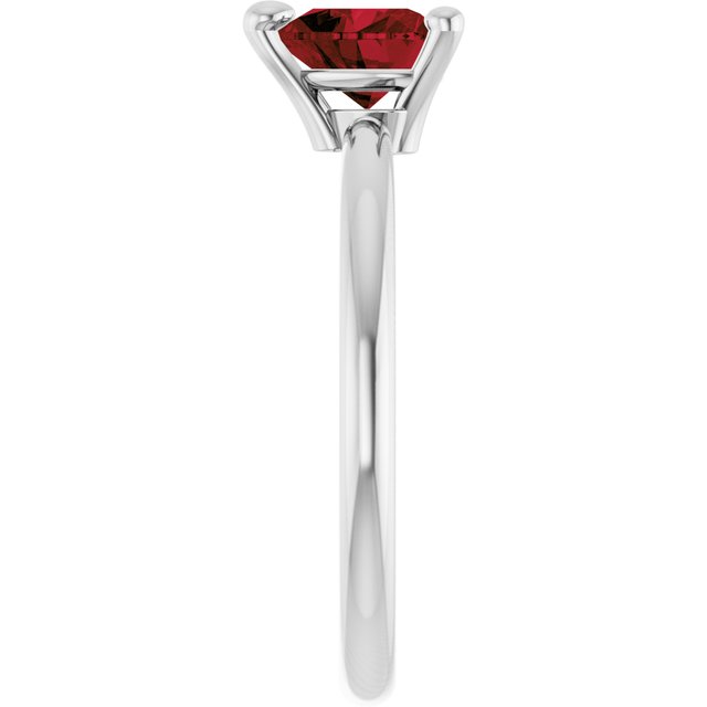 14K White Natural Mozambique Garnet Heart Solitaire Ring