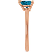 14K Rose Natural London Blue Topaz Heart Solitaire Ring
