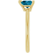 14K Yellow Natural London Blue Topaz Heart Solitaire Ring