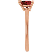 14K Rose Natural Mozambique Garnet Heart Solitaire Ring