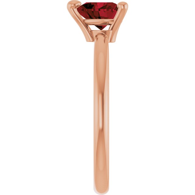 14K Rose Natural Mozambique Garnet Heart Solitaire Ring