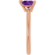 14K Rose Natural Amethyst Heart Solitaire Ring