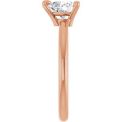 14K Rose Natural White Sapphire Heart Solitaire Ring