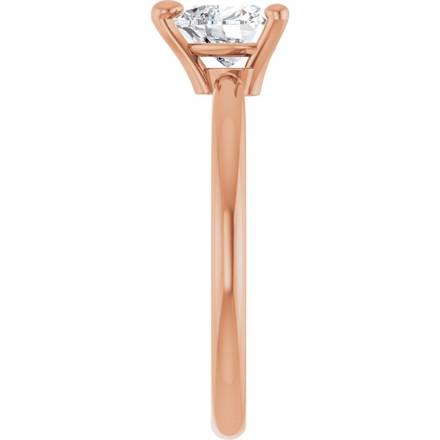 14K Rose Natural White Sapphire Heart Solitaire Ring
