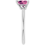 Sterling Silver Natural Pink Tourmaline Heart Solitaire Ring