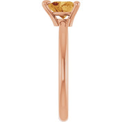 14K Rose Natural Citrine Heart Solitaire Ring