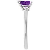 14K White Natural Amethyst Heart Solitaire Ring