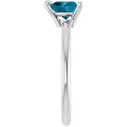 Platinum Natural London Blue Topaz Heart Solitaire Ring