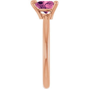 14K Rose Natural Pink Tourmaline Heart Solitaire Ring