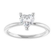 14K White Natural White Sapphire Heart Solitaire Ring