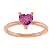 14K Rose Natural Pink Tourmaline Heart Solitaire Ring