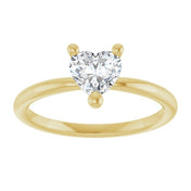 14K Yellow Natural White Sapphire Heart Solitaire Ring