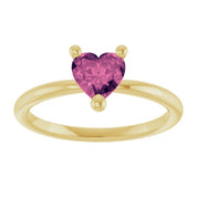 14K Yellow Natural Pink Tourmaline Heart Solitaire Ring