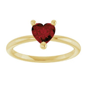 14K Yellow Natural Mozambique Garnet Heart Solitaire Ring