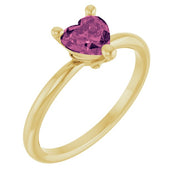 14K Yellow Natural Pink Tourmaline Heart Solitaire Ring