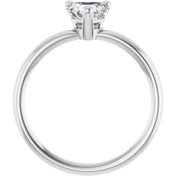 14K White Natural White Sapphire Heart Solitaire Ring