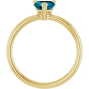 14K Yellow Natural London Blue Topaz Heart Solitaire Ring