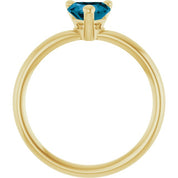 14K Yellow Natural London Blue Topaz Heart Solitaire Ring