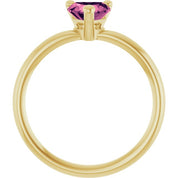 14K Yellow Natural Pink Tourmaline Heart Solitaire Ring