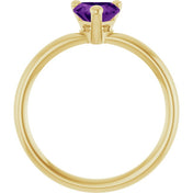 14K Yellow Natural Amethyst Heart Solitaire Ring