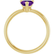14K Yellow Natural Amethyst Heart Solitaire Ring